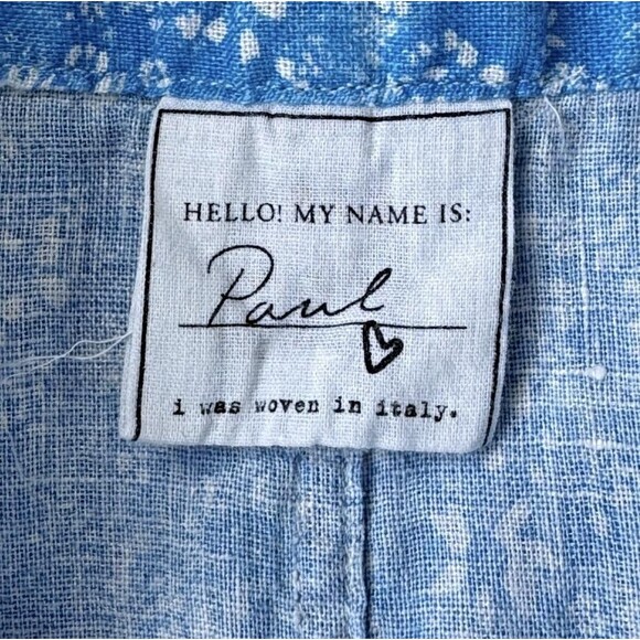 Frank and Eileen Linen Button Up Shirt Womens Small Blue Floral Long Sleeve - Picture 13 of 16